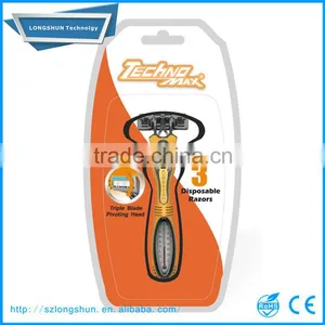 Stainless Steel Disposable Manual Shaving Razor With Rubber Handle thumbnail-2
