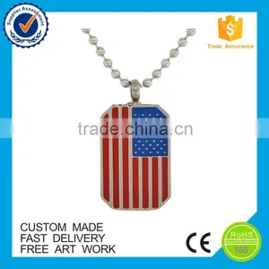 Wholesale American Flag Military Soft Enamel Custom Metal Dog Tag Necklaces thumbnail-1