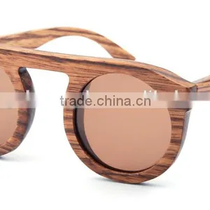 New Style Handmade Natural Bamboo Wood Round Frame Wooden Sunglasses for Women thumbnail-2