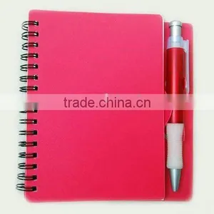 Red Color pp Sprial Notebook With Pen thumbnail-1