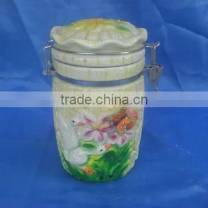 Ceramic Seal Jar With Embossed thumbnail-1