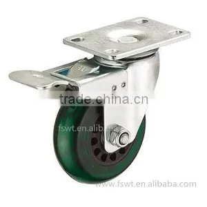 2015 Newest Industrial Trolley PVC Wheel Swivel Plate Casters With Brake thumbnail-1