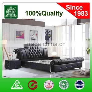 L13343 Hot Selling King Size Bed/leather Bed Supplier/white Genuine Leather Diamond Bed thumbnail-3