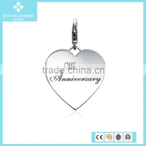 Handmade Silver Jewellery Engraveable Happy Anniversary Heart Charm in Sterling Silver thumbnail-1