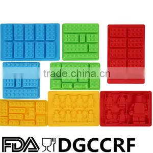 Building Blocks and Robots 8pc Candy Molds For Le go Lovers, Chocolate Molds, Ice Cube Molds, Silicone Baking Molds thumbnail-1