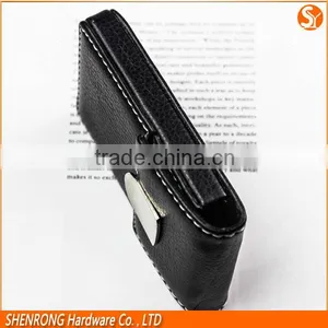 Vertical Black PU Leather Credit Card Holder With Magnetic Button Closure and Embossing LOGO thumbnail-6