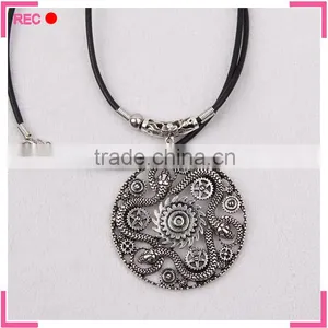Gothic Necklace With Round Pendant, Snake Chain Metal Necklace thumbnail-4