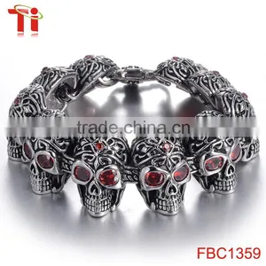 Fast and Furious 7 Moive Silver Color Stainless Steel Skull Skeleton Bracelet Titanium Steel Bangle for Men Fashion Jewelry thumbnail-3
