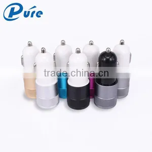5V 2.1A Aluminum/ABS Material Bullet 2 Port Smart USB Car Charger For Iphone 5/6 and Samsung thumbnail-1