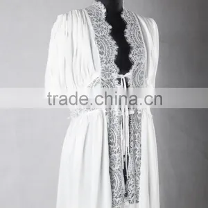RB003 Delicate Lace Trim Sexy Kimono Robe for Women thumbnail-5