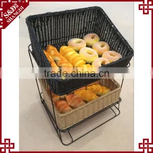 Guranteed Quality Stand Design 2-tier Rattan Bakery Display Racks thumbnail-2