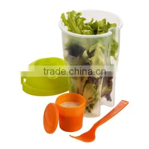 Portable Salad Container For Lunch To Go Includes Plastic Salad Shaker,Plastic Dressing Containers and Forks Compact thumbnail-2