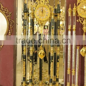 Bright Gold Gilt Finished Grandfather Floor Clock, Decor Art Floor Clock, Brass Mounted Floor Clock thumbnail-5
