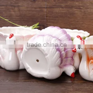New Design Peacock Shape Ceramic Decorative Animal Planters thumbnail-5