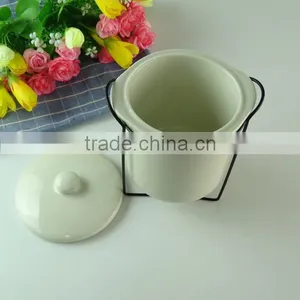 Cheap Ivory White Porcelain Soup Tureen With Lid & Iron Stand thumbnail-1