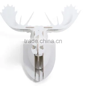 Latest Design Wood Craft Moose Head Wall Hanging Decoration thumbnail-4