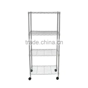 4-Tier Carbon Steel Black Shelf Storage Wire Metal Rack Shelving Suitable For Kitchen Home and Office thumbnail-3