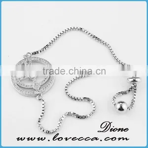 European Style Silver Adjustable Micro Pave Bracelet thumbnail-5
