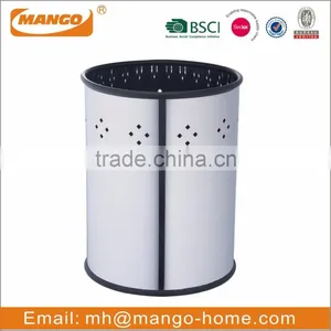 Embossed Diamond Pattern Open Top Stainless Steel Garbage Can thumbnail-4