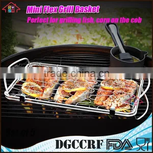 Stainless Steel BBQ Rack Mini Flexible Fish Grill Basket With Wire Mesh Food Holder Handle thumbnail-1