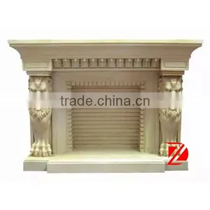 Lion Head Decoration Marble Fireplace thumbnail-1