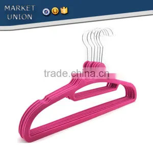 ABS Plastic Velvet Antiskid Suit Hangers Flocking Clothes Hanger With Pulley thumbnail-2
