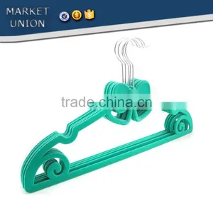 ABS Plastic Antiskid Velvet Hangers Flocking Clothes Hangers With Pulley,ABS,Nylon Villi,Chrome Plated Hook thumbnail-3