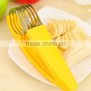 Hot Wholesale Plastic Kitchen Tool Vegetable Fruit Cutter Banana Yellow Slicer Chopper thumbnail-1