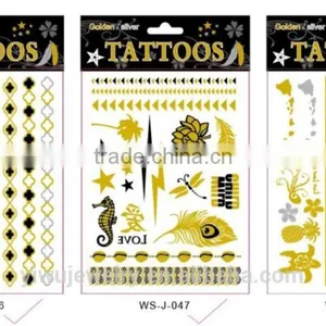 T005-006 Manufacture Tattoo Paper Gold and Silver Tattoo Glitter Removal Bulk Temporary Tattoo Sticker thumbnail-1
