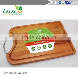 Light and Small Stainless Steel Hand Acacia Wood Chopping Block, Cutting Board thumbnail-1