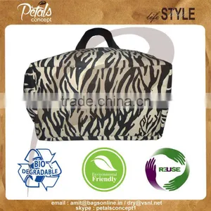 Zebra Print Canvas Tote Bag With Geninune Leather Handle thumbnail-2