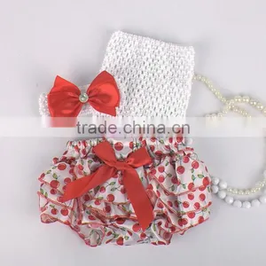 Hot Sell Adorable Baby Diaper and Crochet Tube Top3 Sets , Satin Baby Bloomers, Baby Ruffle Bloomers thumbnail-3
