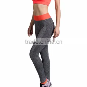 Awesome Design Gym Pants Ladies Yoga Pants With Contrast Color Waistband thumbnail-2