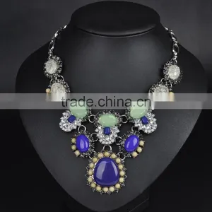 Multicolor Big Resin Gems Women Statement Necklace Jewelry Wholesale thumbnail-1