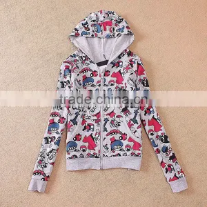 French Terry Autumn Women Girl Hoody Coat Cute Colorful Jacket Bright 2style to Choose OEM Wholesale thumbnail-4