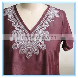 Ladies Cotton Top From Bangkok Embroidery V Neck Designs For Ladies Blouse thumbnail-2