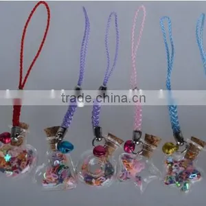New Fashion Cord Wishing Bottle Pendant for Keychains Cheap Mobile Phone Strap With Glass Wishing Bottle 2016 Promotional Gifts thumbnail-1