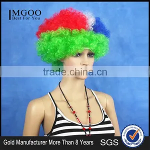 Women Football Cup National Flag Fans Wig Fanatic Halloween Colorful Party Wig Afro Kinky Curly Wigs Synthetic thumbnail-1