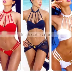 M890 Dingyang Fashion Sexy Halter Multiple-rope Bandage Bikini Swimwear thumbnail-1