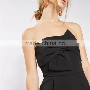 Dongguan Sexy Chic All Black Strapless Tie Bandeau Jumpsuit thumbnail-4