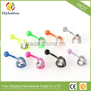 Fluorescence Surgical Trendy Stainless Steel Heart Shape Belly Buttoning Sexy Body Piercing Jewelry thumbnail-2