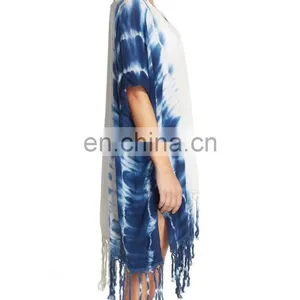 C63 Fringe Rayon Cover-Up Beach Tunic Dress thumbnail-2