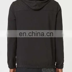 Mens Side Pockets Flecked Shoulder Black Hoodie thumbnail-2