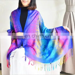 100% Cotton Jacquard Leopard Spots&Rose 7 Colour Series Rainbow Colorful Large Shawl thumbnail-6