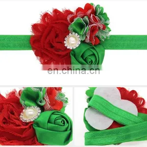 Christmas Decorations Rose Chiffon Flower Elastic Baby Kids Hair Band Children Hair Accessories thumbnail-6