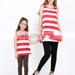 Family Outfits Summer Mom And Me Matching American Flag Print Sleeveless Vest T Shirt Tops (this Link for Girls,1-12years) thumbnail-3