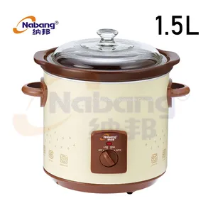 1.5L Multi Function Electric Slow Cooker With Ceramic Inner Pot & High Borosilicate Glass Lid thumbnail-1