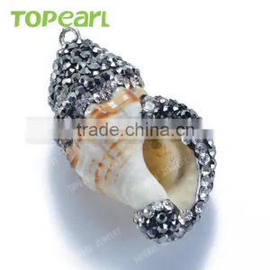 Topearl Jewelry Fashion Snail Shell Pendant Rhinestones Clay Pave Fashion Pendant SPD08 thumbnail-3