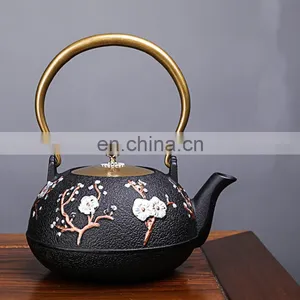 Turkish Moroccan Wholesale Magnetic Filter Steel Warmer Enamel Cast Iron Teapot thumbnail-4