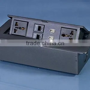 Multi-functional Flipping Up Desktop Data Socket Outlet. Rj45 Box thumbnail-1